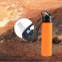Bouteille d'eau pliable Portable en Silicone avec Logo personnalisé, marque privée, pour Sports de plein air, 600ml