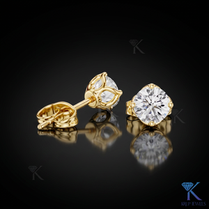 Lab Grown Diamond Solitaire <b>Stud</b> Earrings Crown Tulip Setting 14K 18K Solid Gold Women's Jewelry Wedding Party Bridal - Product Image 1