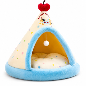 <span class=keywords><strong>Lit</strong></span> pour chat en forme de sapin de Noël, Tente <span class=keywords><strong>tipi</strong></span> à carreaux pour chien, Niche pour animal de compagnie mignonne en forme d'ours <span class=keywords><strong>avec</strong></span> garniture en sherpa, Fournisseur - Product Image 1