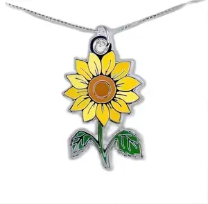 Dainty Sunflower Necklace 316l Stainless Steel 18k Gold Plated Perfect Sunflower Necklace Enamel Flower Necklace Jewelry