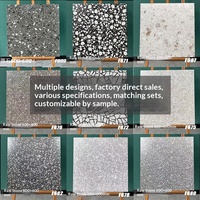 Carreaux de sol gris terrazzo mat antidérapants à petites particules, style luxe léger, 600x600, pour salon, salle à manger, centre commercial, magasin de vêtements