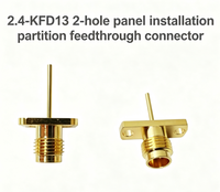 2.4-KFD13 Prise coaxiale RF plaquée or 50 ohms pour installation sur panneau, à double trou, avec bride elliptique et isolateur PEEK, DC~50GHz