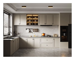 Armoires de cuisine modulaires personnalisées, profilés en bois massif, matériaux écologiques, styles européens et américains modernes, éclairage <span class=keywords><strong>LED</strong></span> - Product Image 2