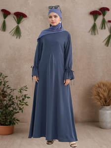 Majestic Sorbet Blue Abaya Mangas abullonadas suaves Pajarita delicada Puños atados Cintura definida Esculpir sin esfuerzo Grace Falda - Product Image 2