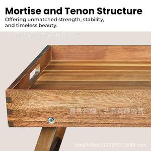 Keyao <b>Foldable</b> Wooden Bedside <b>Table</b> <b>With</b> <b>Legs</b> Convertible Tray For Breakfast Tea Dessert Solid Wood Multi Purpose - Product Image 2