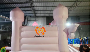 Château gonflable de mariage <span class=keywords><strong>rose</strong></span> romantique <span class=keywords><strong>Trampoline</strong></span> pour enfants décoré d'un arc de petite à moyenne taille en vente - Product Image 4