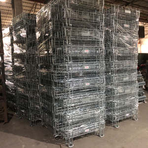 Cage de stockage pliable Conteneur de stockage en acier galvanisé Poubelle à cage en métal conforme à l'UE avec porte verrouillable - Product Image 5