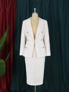 2026 공장 도매 특가 판매 단색 심플 투피스 여름 블레이저와 스커트 세트 여성용 - Product Image 4