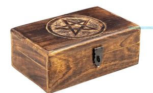 Boîte de pentagramme en bois, boîtes en bois personnalisées, boîte de rangement de bijoux en bois, boîte de sorcières, décoration de la maison wiccan - Product Image 2
