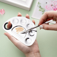 Palette de mélange de couleurs pour nail art en acier inoxydable, plateau de mélange en forme d'anneau, bâtonnets pour cosmétiques et fond de teint, emballage personnalisé avec logo