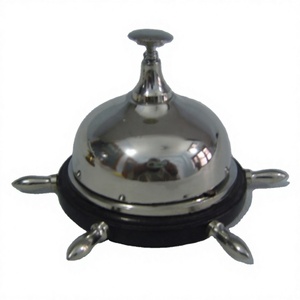 <b>Nautical</b> Ship Wheel Base <b>Decorative</b> Table Bell Handcrafts Desktop Bells School Office Desk <b>Decorated</b> Metal Bell For Calling Use - Product Image 1
