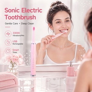 <span class=keywords><strong>Brosse</strong></span> <span class=keywords><strong>à</strong></span> <span class=keywords><strong>dents</strong></span> électrique sonique, rechargeable par USB, 33000 VPM, étanche IPX7, blanchiment des <span class=keywords><strong>dents</strong></span>, 3 modes, minuterie intelligente, 4 têtes de <span class=keywords><strong>brosse</strong></span> - Product Image 1