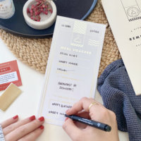 Impression personnalisée Cadeau Événement Révélation Feuille d'or Étiquette à gratter Carte d'or Billet avec enveloppe brune Ensemble