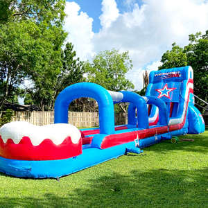 Giant outdoor party jumpers waterslide bounce <b>house</b> commercial <b>inflatable</b> the patriot water slide with pool - Product Image 1