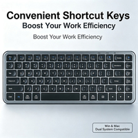 Keyboard Nirkabel 2.4G Tipis Portabel, Pengetikan Senyap, Keyboard Mini, Satu Klik untuk Beralih Antara Sistem Windows & OS