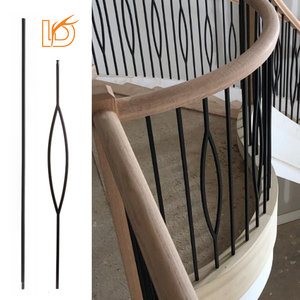 Balustrade moderne en <span class=keywords><strong>fer</strong></span> <span class=keywords><strong>forgé</strong></span> de 1/2 pouces, garde-corps carré noir uni pour décoration d'escalier intérieur - Product Image 2