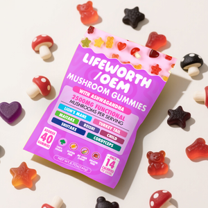 Caramelle Gommose Vegane Lifeworth 10 in 1 ai Funghi con Estratto di Criniera di Leone e Shiitake per Migliorare l'Immunità, Forma e Gusto Personalizzabili - Product Image 1