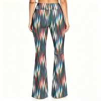 Pantalon de yoga évasé taille haute pour femme, imprimé tie-dye abstrait, leggings coupe cloche, pantalon géométrique chevron, tenue de sport