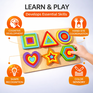 Puzzle Geometrico Colorato Giocattoli Educativi Montessori in Legno per Bambini Giocattoli Sensoriali STEM per l'Educazione Precoce - Product Image 5