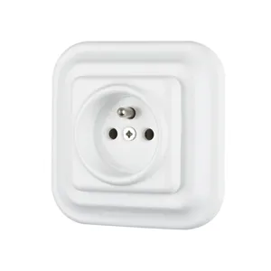 Factory Outlet White Ceramic Retro Electrical Wall Socket 250 V 16 A Electrical Wall Socket with CE Certificate