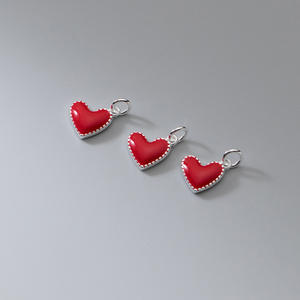7,8*6,8mm corazón S925 plata esterlina pequeño lindo corazón esmalte encanto colgante para collar pulsera joyería <span class=keywords><strong>permanente</strong></span> - Product Image 3