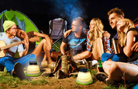 Lanterne de camping et chargeur de téléphone - Lampe LED rechargeable pour le camping, la randonnée et les voyages, les pannes de courant, les ouragans, les kits de survie