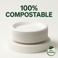 Assiette de table compostable, jetable, réutilisable, à 3 compartiments, personnalisée OEM, biodégradable, gaufrée, pour la restauration et les événements