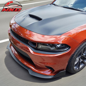 ลิ้นกันชนหน้าสำหรับ Dodge Charger SRT ปี 2015-2023 รุ่น V1 สไตล์ 3 ชิ้น ทำจากพลาสติก ABS - สีดำด้าน พร้อมดิฟฟิวเซอร์และแผ่นกันกระแทก - Product Image 2