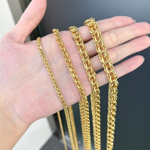 Collier chaîne cubaine plaqué or 24 carats JXX Wholesale Hip Hop pour hommes, style classique, matériau principal laiton - Product Image 2