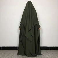 Ensemble Modeste 2 Pièces Khimar Abaya de Haute Qualité en Nida Léger et Respirant pour Femme Musulmane, Robe Hijab Papillon Jilbab pour l'Aïd, Vente en Gros