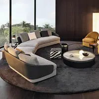 מודולרי לובי אפור חתך עגול פינת ספה סט מודרני בד חומר עיצובים סלון מודרני ספות