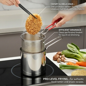 Friteuse <span class=keywords><strong>ronde</strong></span> durable en acier inoxydable de qualité alimentaire, écologique, avec panier filtrant et <span class=keywords><strong>passoire</strong></span> multifonction - Product Image 1