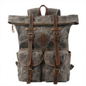 Designer Retro Style Fashion Waterproof Anti-Theft GPS USB Port Polyester Lining Durable Canvas Laptop <b>Backpack</b> 15 Inch Zipper - Product Image 3