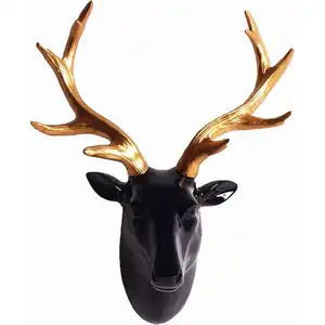 Resin 3D faux deer head wall sculpture decoration life like white deer head wall art