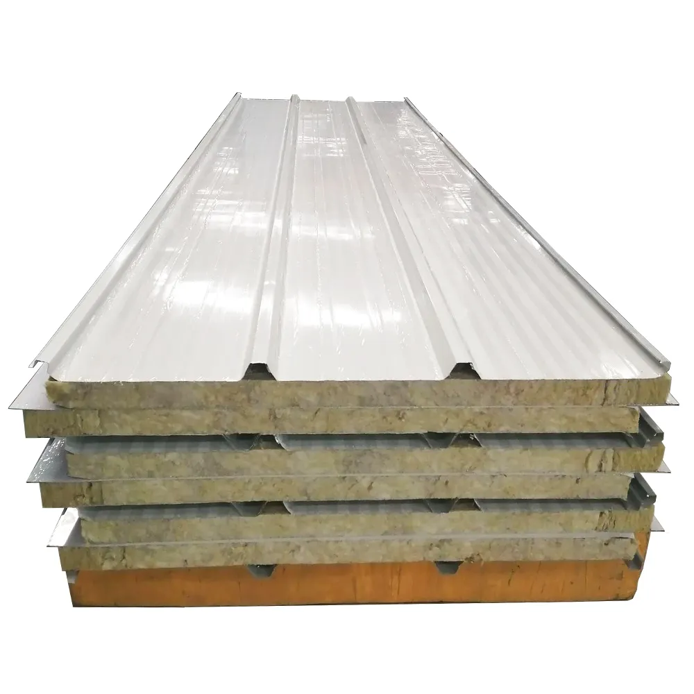 Modern Anti-Static Glass Rock Wool Insulation Board Color Steel Plate Metal Material Villa Wall Panel Sandwich Panels