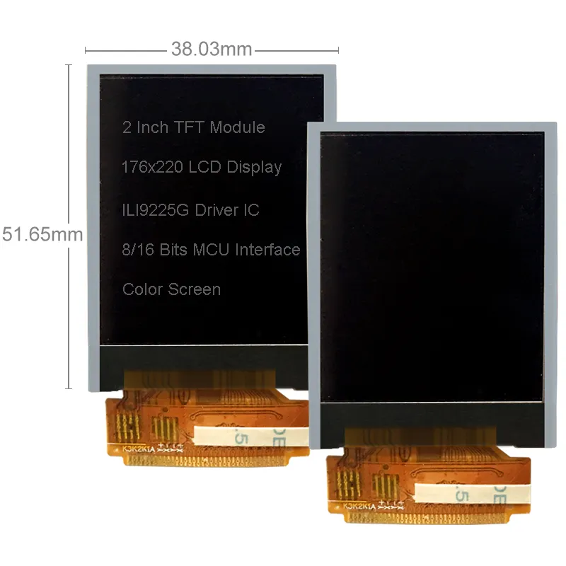 Shenzhen professionelle Lösung LCD 36-Pin 176 x 220 TFT-Display 2 Zoll LCD-Anzeigen Bildschirm Panel