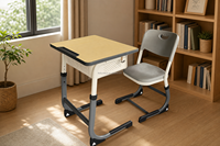 Toptan Modern Çelik Ayarlanabilir Yükseklikli Öğrenci Sıra Sandalye Takımı Ergonomik Dayanıklı Okul Mobilyası Sınıf İlkokul Lise İçin