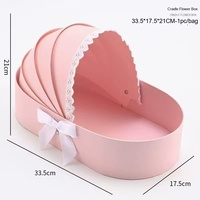 Panier à fleurs pliable, portable, réutilisable et durable avec ruban et dentelle, boîte à bouquet, panier cadeau