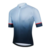 Maillot de cyclisme à rayures dégradées et à fermeture à glissière intégrale pour hommes, avec détail réfléchissant, pour vélo de route et VTT