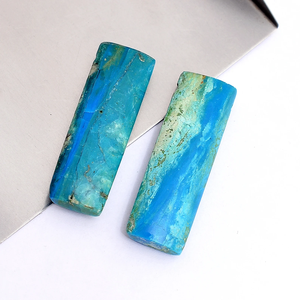 Paire de pierres précieuses semi-précieuses Opalina péruvienne rare Opalina naturelle 10x30mm lisse Rectangle Briolette perles pour bijoux - Product Image 6