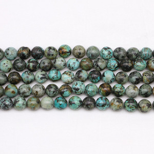 Perles rondes en turquoise africaine, pierres naturelles bleues pour la fabrication de bijoux, bracelets DIY, fournitures artisanales, 8 mm, brin de 15 pouces - Product Image 2