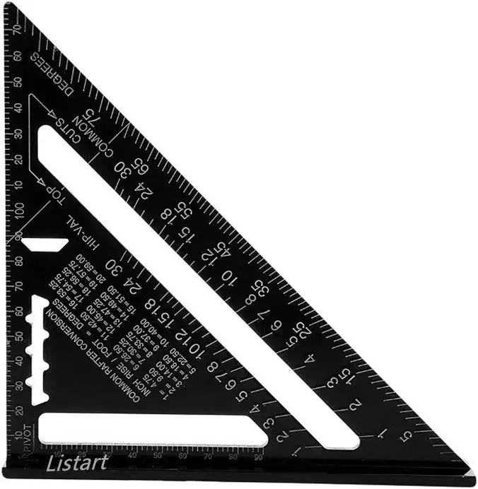 사각형 눈금자 목공 측정 도구 7 "알루미늄 합금 삼각형 각도 눈금자 게이지 90 도 각도기 미터/인치