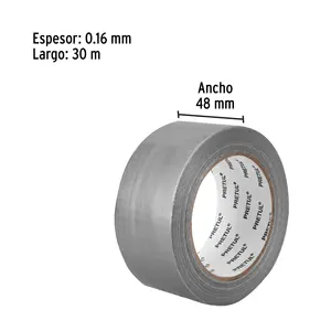 Ruban adhésif industriel Pretul 30m x 48mm, épaisseur 0,16mm, support en tissu de feuille d'aluminium, adhésif en caoutchouc, imperméable, simple face - Product Image 4