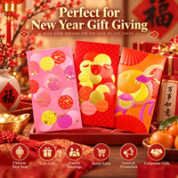 Enveloppes rouges personnalisées du zodiaque Chinois (An de la Vache et de la Chèvre), Angpao mignons du Nouvel An Chinois, enveloppes porte-bonheur Lai See, feuille d'or, vente en gros