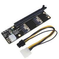 Convertisseur 2 ports SlimSAS 8i x2 vers PCIE 4.0x16 sff8654 Carte GEN4 JHHP1B pour carte réseau Carte graphique vidéo GPU 6Pin Power