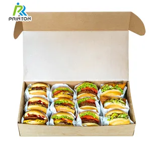 Caixa personalizada para levar comida rápida para restaurante dobrável grande quadrado para sanduíche e hambúrguer