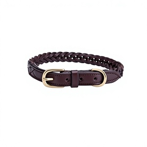 Collier de chien tressé en cuir marron fait à la main de qualité supérieure toutes les tailles disponibles fabricant en gros fournisseur Saman exportations - Product Image 1