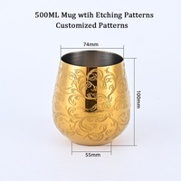 Mug Moscow Mule en acier inoxydable, forme œuf, motif européen, entièrement gravé, pour hôtels et bars