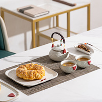 Service à thé en céramique blanche BAMBUS, théière et tasses modernes pour la maison, le café, les mariages, les services de table et la consommation quotidienne du thé