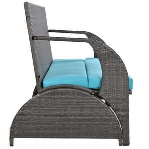 2-in-1 Convertible Modern HDPE Outdoor Picnic Upholstered <b>Bench</b> <b>Table</b> 57.1" Loveseat Portable - Product Image 4